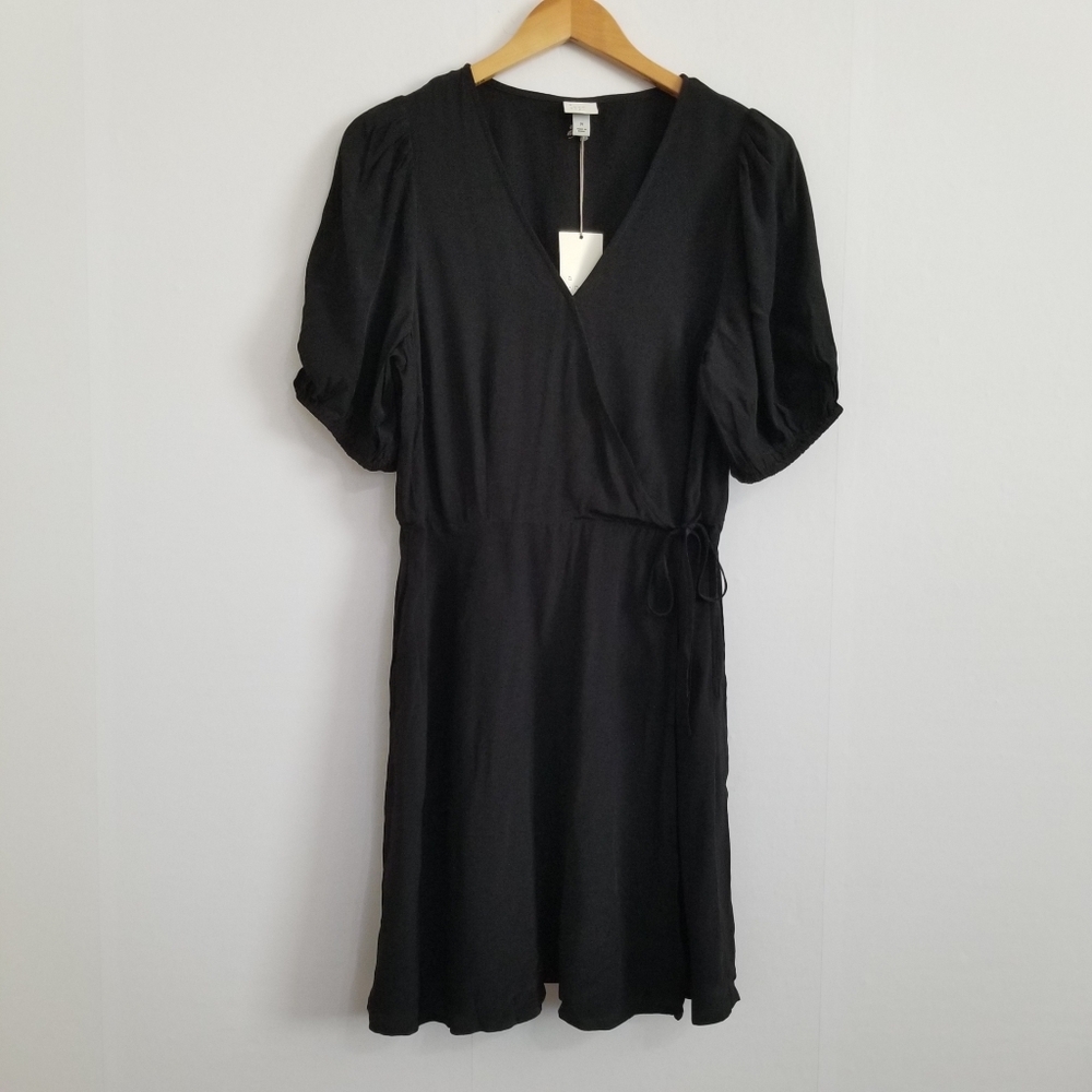 NWT A New Day Black Faux Wrap Mini Dress Size Medium